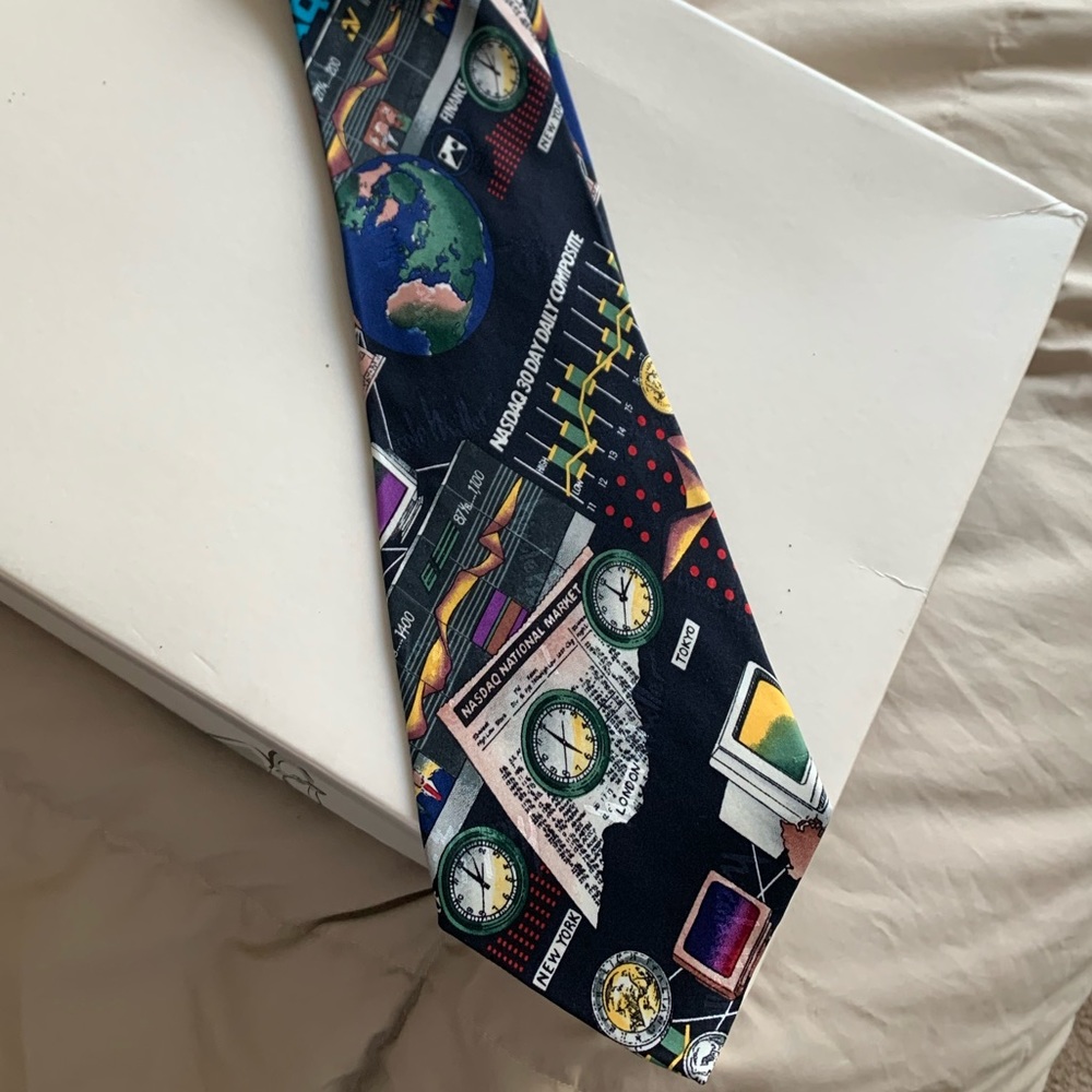 💵 VINTAGE 1995 Nicole Miller Finance Tie